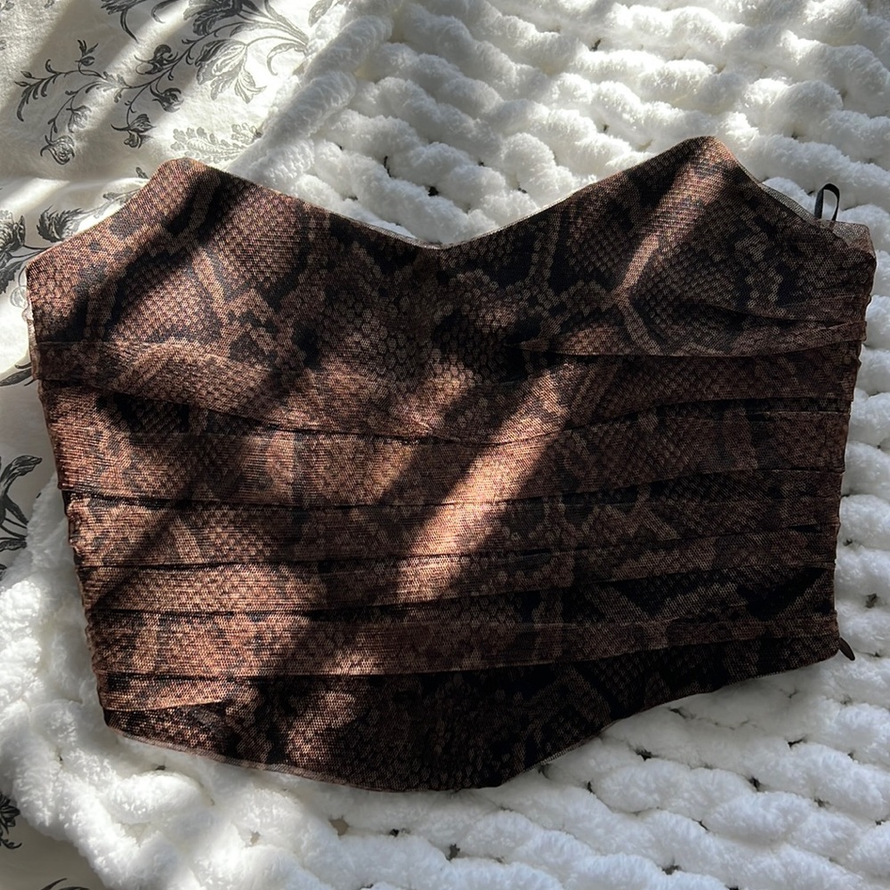 Zara Snake Print Cropped Corset Top